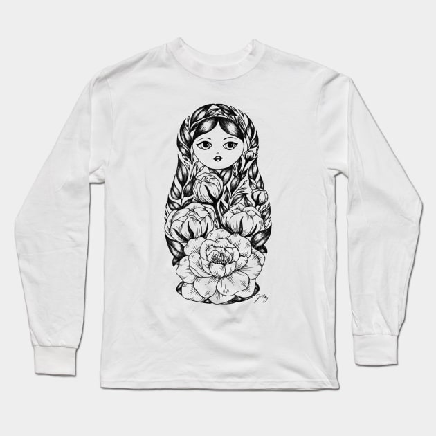 Floral Matryoshka Long Sleeve T-Shirt by Akbaly